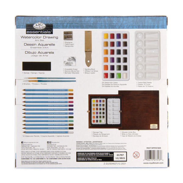 Royal And Langnickel RSET-WPEN1600 | Essentials™ 45pc Watercolor Drawing Travel Art Set
