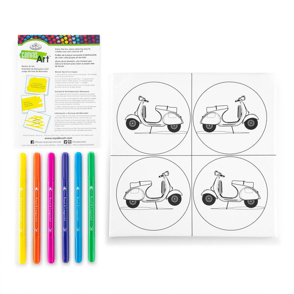Royal And Langnickel RTN-266 | Canvas Art™ 8pc Double-Tipped Markers "Scooters" Art Set