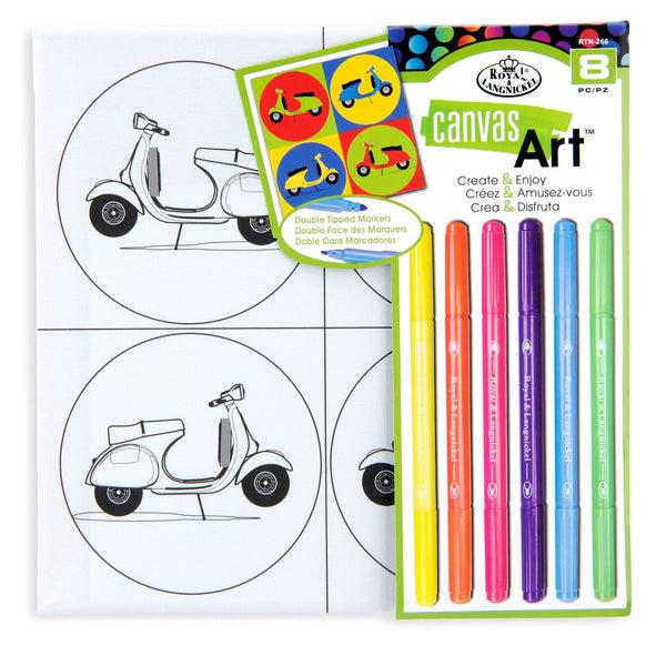 royal and langnickel RTN-266 | Canvas Art™ 8pc Double-Tipped Markers "Scooters" Art Set
