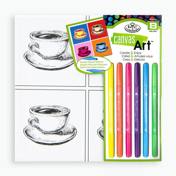 royal and langnickel RTN-268 | Canvas Art™ 8pc Double-Tipped Markers "Teacups" Art Set