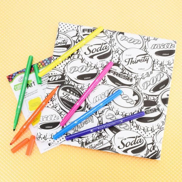 Royal And Langnickel RTN-269 | Canvas Art™ 8pc Double-tipped Markers "Bottle Caps" Project