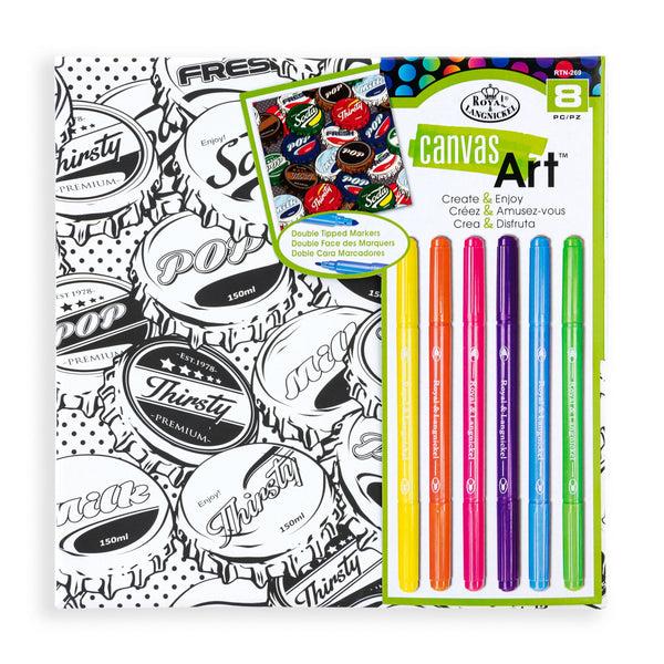 royal and langnickel RTN-269 | Canvas Art™ 8pc Double-tipped Markers "Bottle Caps" Project