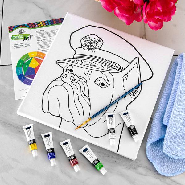 Royal And Langnickel RTN-270 | Canvas Art™ 9pc Acrylic Painting "Captain Dog" Art Set