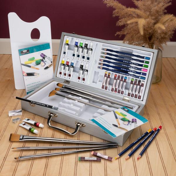 Royal And Langnickel RZEN-MML4301 | Essentials™ 50pc Mixed Media Long Handle Zen Brush Travel Art Set