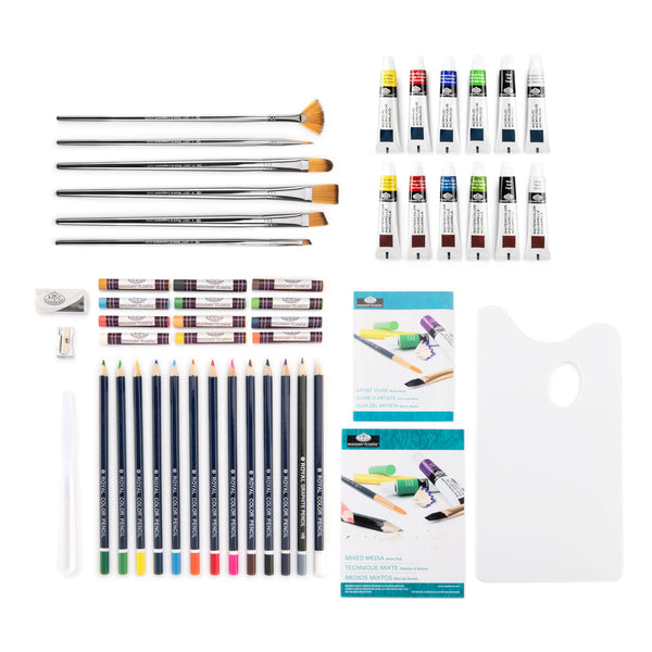 Royal And Langnickel RZEN-MML4301 | Essentials™ 50pc Mixed Media Long Handle Zen Brush Travel Art Set