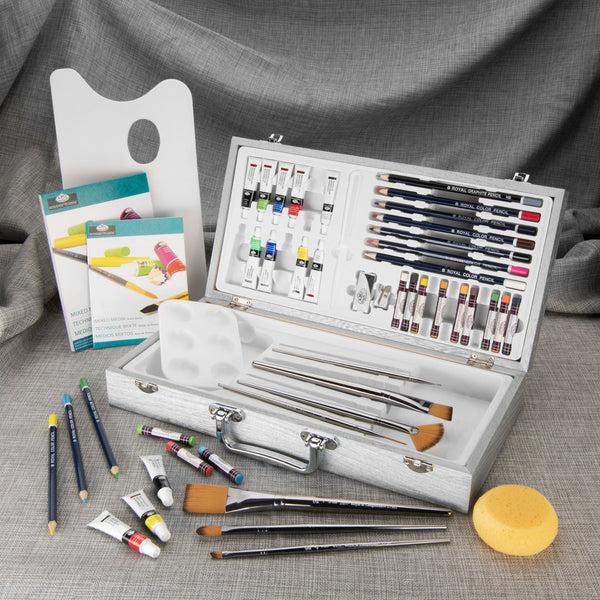 Royal And Langnickel RZEN-MMS7301 | Essentials™ 53pc Mixed Media Standard Handle Zen Brush Travel Art Set