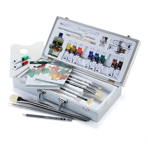 Royal And Langnickel RZEN-OIL3301 | Essentials™ 27pc Oil Paint Zen Brush Travel Art Set