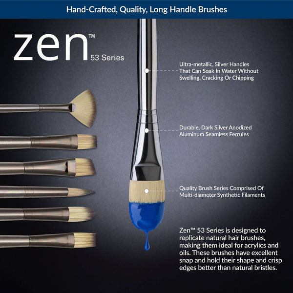 Royal And Langnickel RZEN-SET532-ZP | Zen™ 53 Series 5pc Long Handle Variety Brush Set
