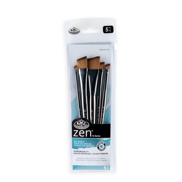 Royal And Langnickel RZEN-SET735-ZP | Zen™ 73 Series 5pc Standard Handle Angular Brush Set