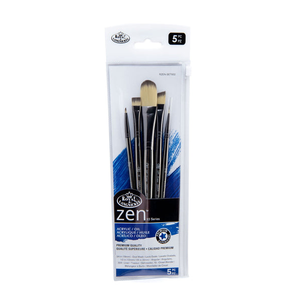 Royal And Langnickel RZEN-SET932-ZP | Zen™ 93 Series 5pc Standard Handle Variety Brush Set