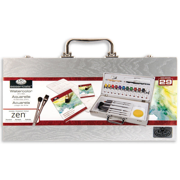 royal and langnickel RZEN-WAT8301 | Essentials™ 29pc Watercolor Paint Zen Brush Travel Art Set