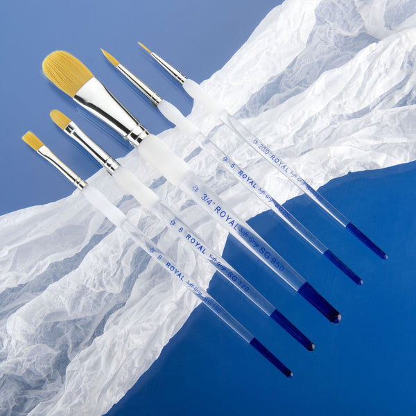 Royal And Langnickel SG301 | Soft-Grip™ 5pc Golden Taklon Variety Brush Set