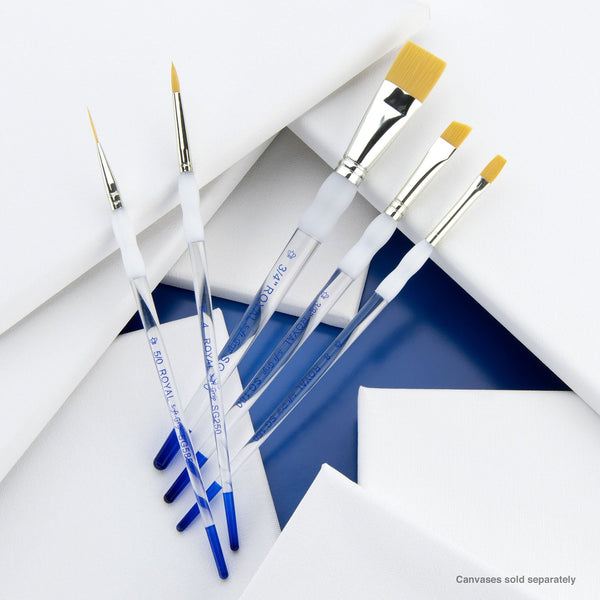 Royal And Langnickel SG302 | Soft-Grip™ 5pc Golden Taklon Variety Brush Set