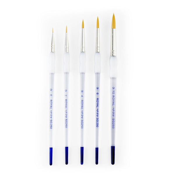 Royal And Langnickel SG303 | Soft-Grip™ 5pc Golden Taklon Round Brush Set