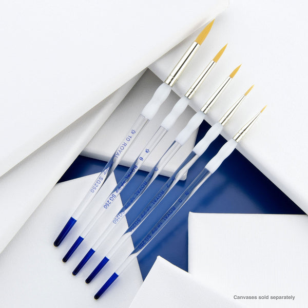 Royal And Langnickel SG303 | Soft-Grip™ 5pc Golden Taklon Round Brush Set