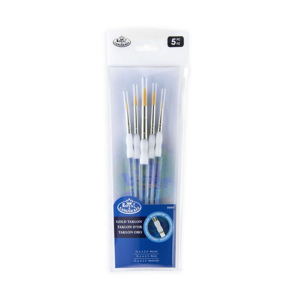 royal and langnickel SG303 | Soft-Grip™ 5pc Golden Taklon Round Brush Set