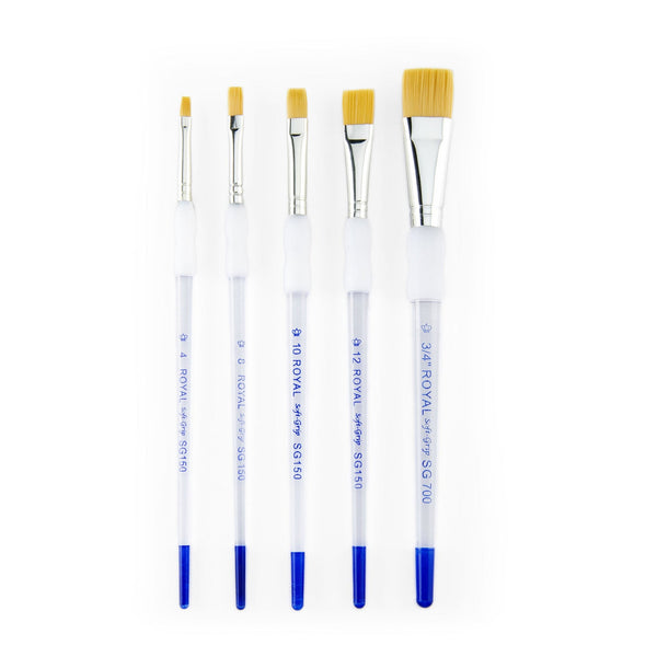 Royal And Langnickel SG304 | Soft-Grip™ 5pc Golden Taklon Shader/Wash Brush Set