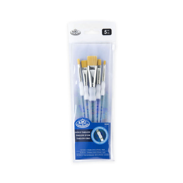 royal and langnickel SG304 | Soft-Grip™ 5pc Golden Taklon Shader/Wash Brush Set