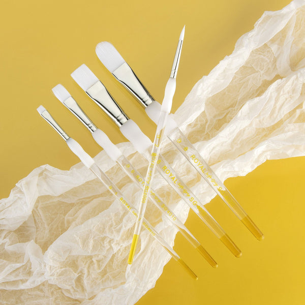 Royal And Langnickel SG305 | Soft-Grip™ 5pc White Taklon Variety Brush Set