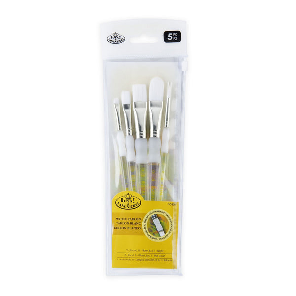 royal and langnickel SG305 | Soft-Grip™ 5pc White Taklon Variety Brush Set