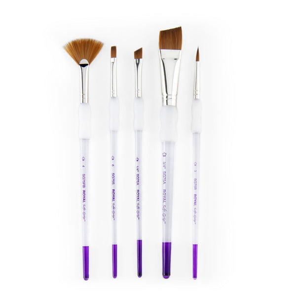 Royal And Langnickel SG310 | Soft-Grip™ 5pc Synthetic Sable Variety Brush Set