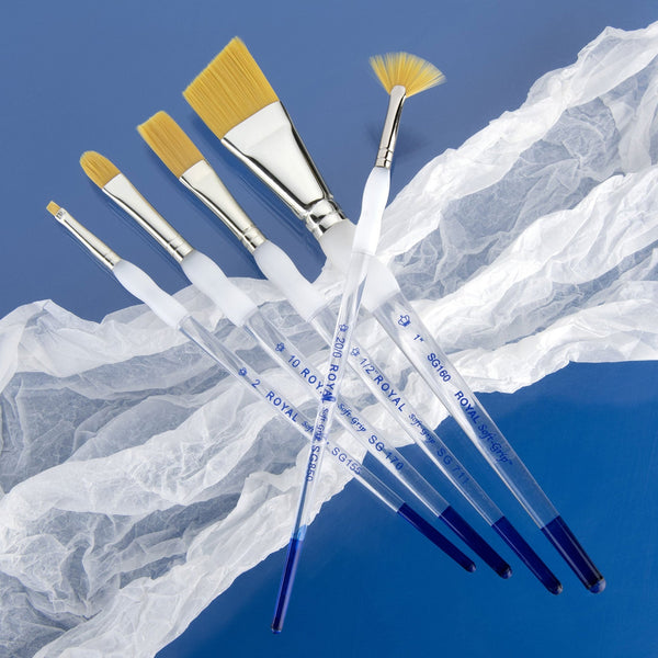 Royal And Langnickel SG314 | Soft-Grip™ 5pc Golden Taklon Variety Brush Set