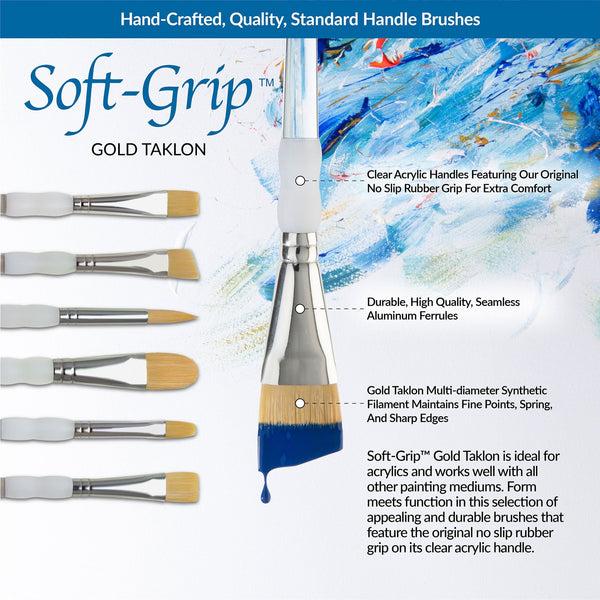 Royal And Langnickel SG314 | Soft-Grip™ 5pc Golden Taklon Variety Brush Set