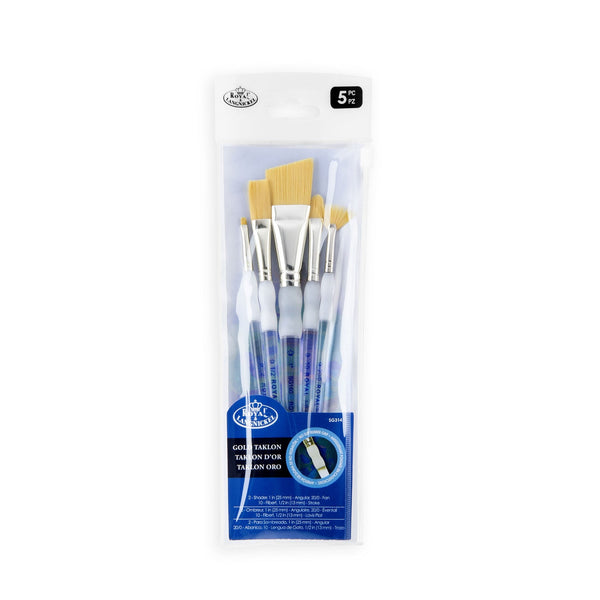 royal and langnickel SG314 | Soft-Grip™ 5pc Golden Taklon Variety Brush Set