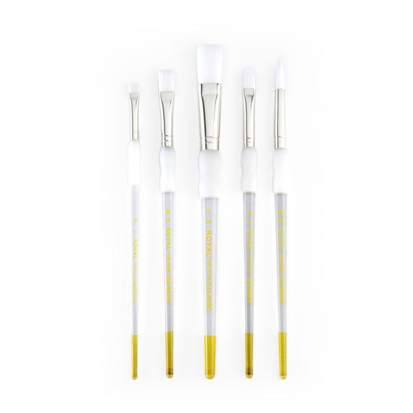 Royal And Langnickel SG315 | Soft-Grip™ 5pc White Taklon Variety Brush Set