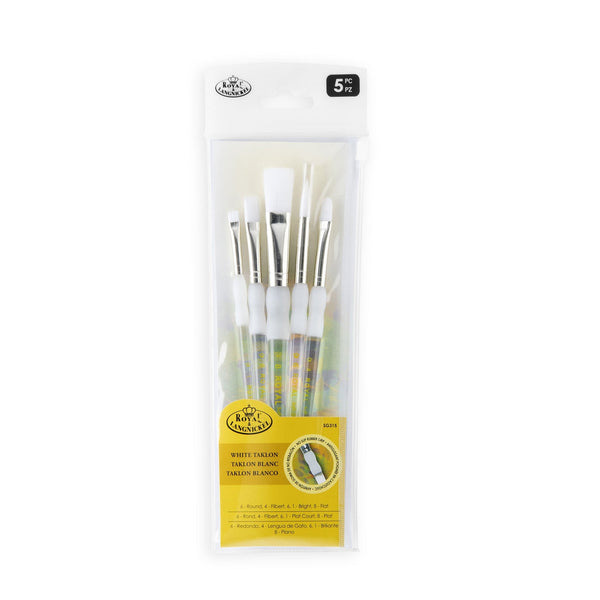 royal and langnickel SG315 | Soft-Grip™ 5pc White Taklon Variety Brush Set