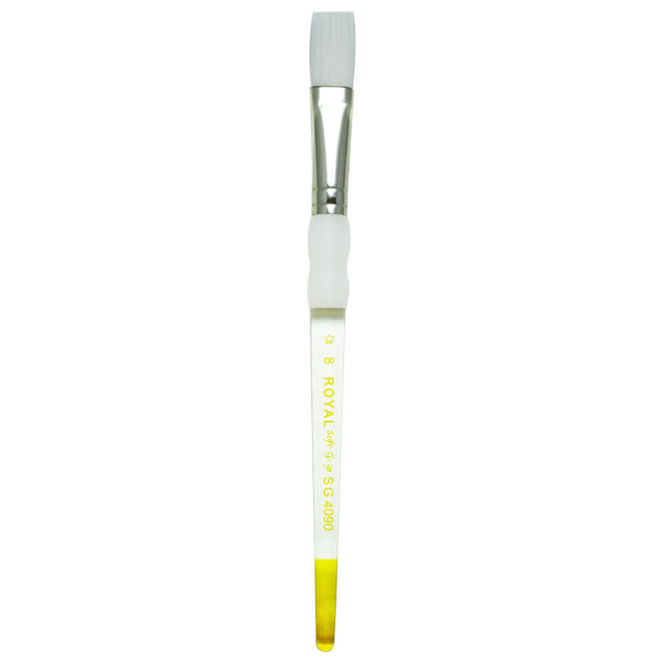 Royal And Langnickel SG4090 Series | Soft-Grip™ Standard Handle White Taklon Flat Brush