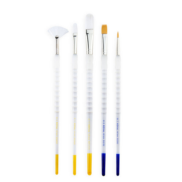 Royal And Langnickel SG501 | Soft-Grip™ 5pc Long Handle Taklon Variety Brush Set