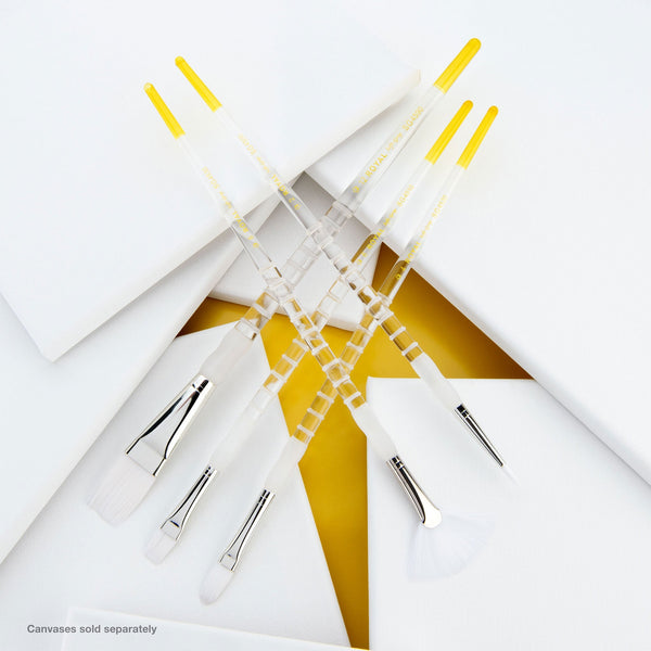 Royal And Langnickel SG502 | Soft-Grip™ 5pc Long Handle White Taklon Variety Brush Set