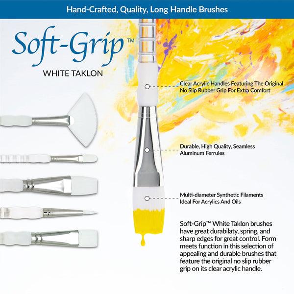 Royal And Langnickel SG502 | Soft-Grip™ 5pc Long Handle White Taklon Variety Brush Set
