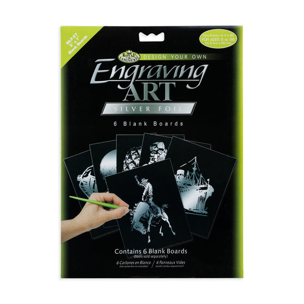 royal and langnickel SILF Series | Engraving Art™ 6pc Silver Foil Blank Boards