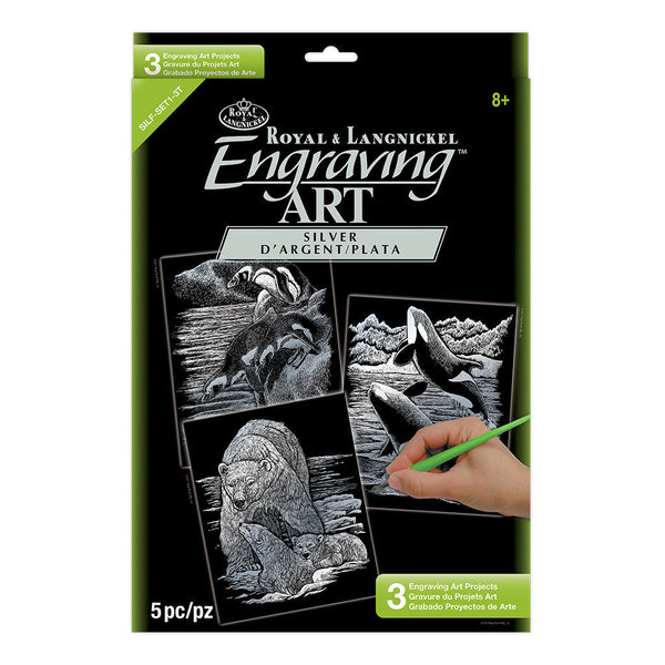 royal and langnickel SILF-SET1 | Engraving Art™ 5pc 3-Project Silver Foil Set