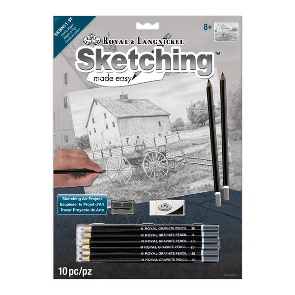 royal and langnickel SKBN11 | Sketching Made Easy™ Country Wagon 10pc 8.75" x 11.75" Sketching Art Project