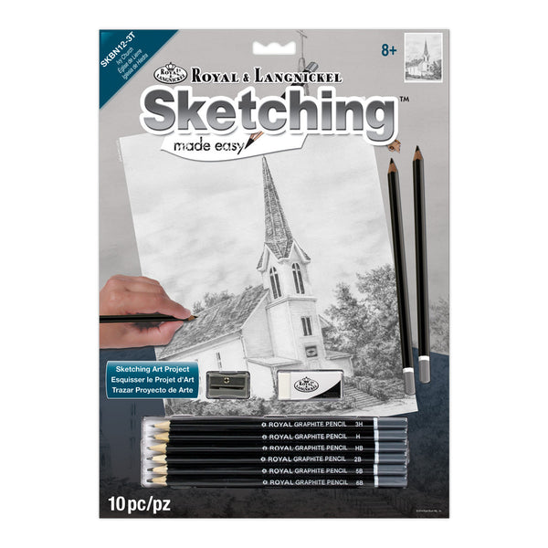 royal and langnickel SKBN12 | Sketching Made Easy™ Ivy Church 10pc 8.75" x 11.75" Sketching Art Project