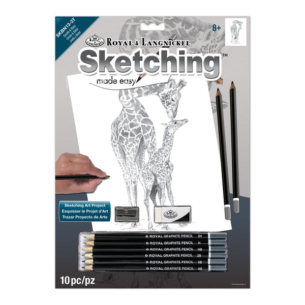 royal and langnickel SKBN13 | Sketching Made Easy™ Giraffe & Baby 10pc 8.75" x 11.75" Sketching Art Project