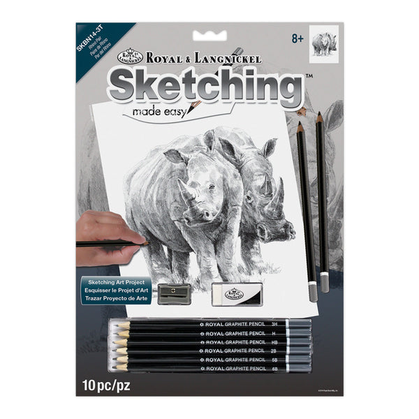 royal and langnickel SKBN14 | Sketching Made Easy™ Rhino Pair 10pc 8.75" x 11.75" Sketching Art Project