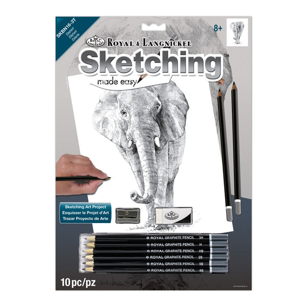 royal and langnickel SKBN16 | Sketching Made Easy™ Elephant 10pc 8.75" x 11.75" Sketching Art Project