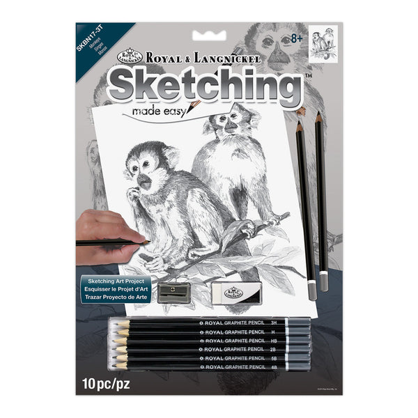 royal and langnickel SKBN17 | Sketching Made Easy™ Monkeys 10pc 8.75" x 11.75" Sketching Art Project