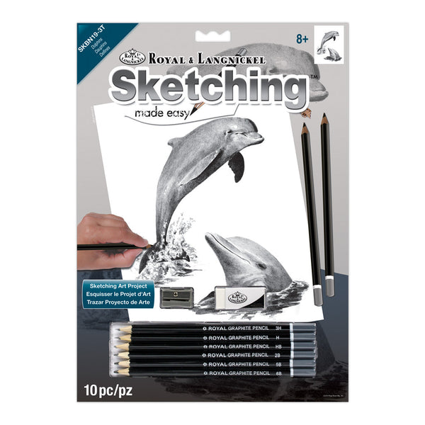 royal and langnickel SKBN19 | Sketching Made Easy™ Dolphins 10pc 8.75" x 11.75" Sketching Art Project