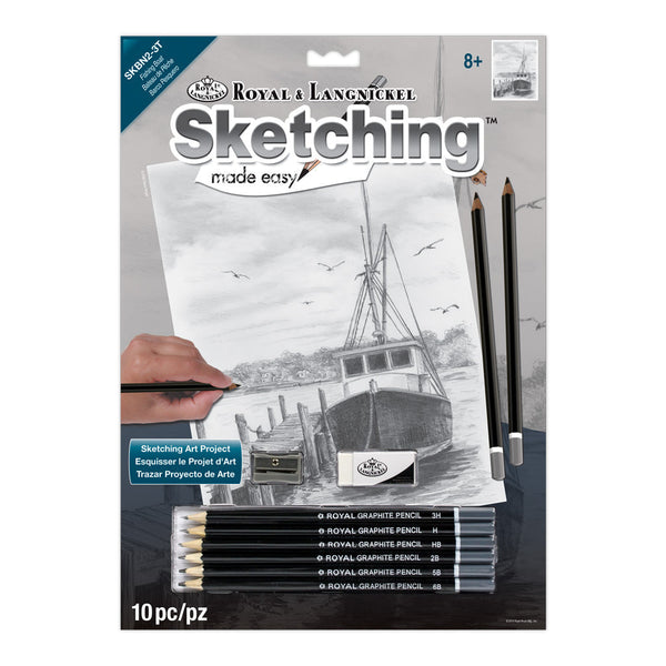 royal and langnickel SKBN2 | Sketching Made Easy™ Fishing Boat 10pc 8.75" x 11.75" Sketching Art Project