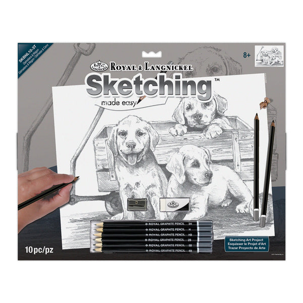 royal and langnickel SKBNL10 | Sketching Made Easy™ Puppies & Wagon 10pc 11.25" x 15.375" Sketching Art Project