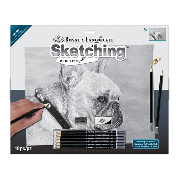 royal and langnickel SKBNL12 | Sketching Made Easy™ 10pc 11.25" x 15.375" French Bulldog Sketching Art Project