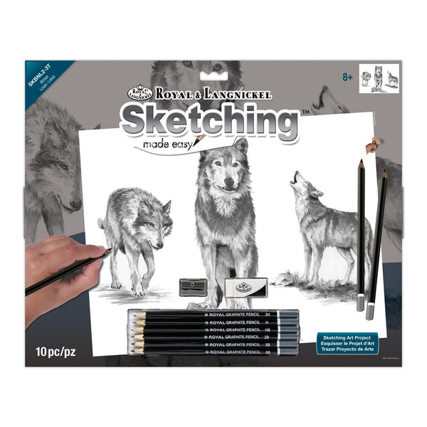 royal and langnickel SKBNL2 | Sketching Made Easy™ Wolves 10pc 11.25" x 15.375" Sketching Art Project