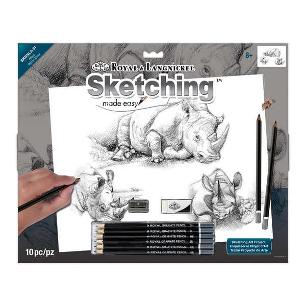 royal and langnickel SKBNL3 | Sketching Made Easy™ Rhinos 10pc 11.25" x 15.375" Sketching Art Project