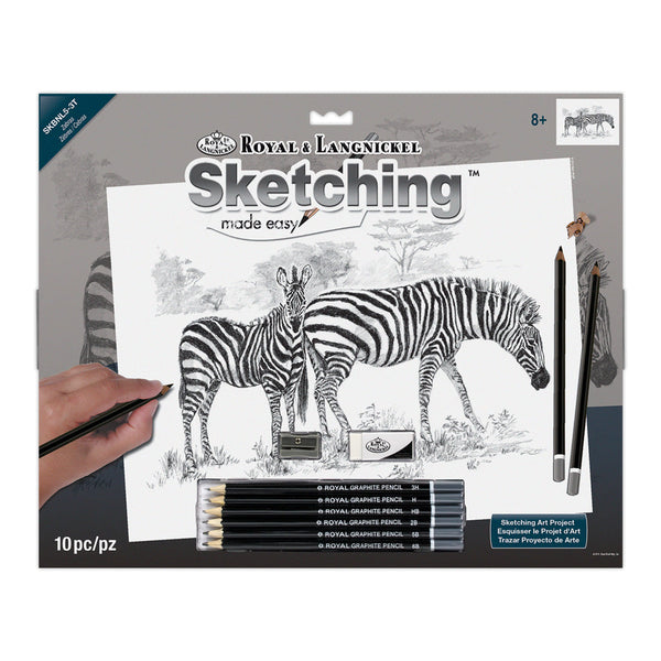 royal and langnickel SKBNL5 | Sketching Made Easy™ Zebras 10pc 11.25" x 15.375" Sketching Art Project