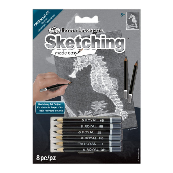 royal and langnickel SKMIN-103 | Sketching Made Easy™ Sea Horse 8pc 5" x 7" Sketching Art Project